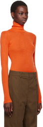 Recto Orange Overlaid Logo Turtleneck