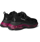 Balenciaga - Triple S Mesh, Nubuck And Leather Sneakers - Black