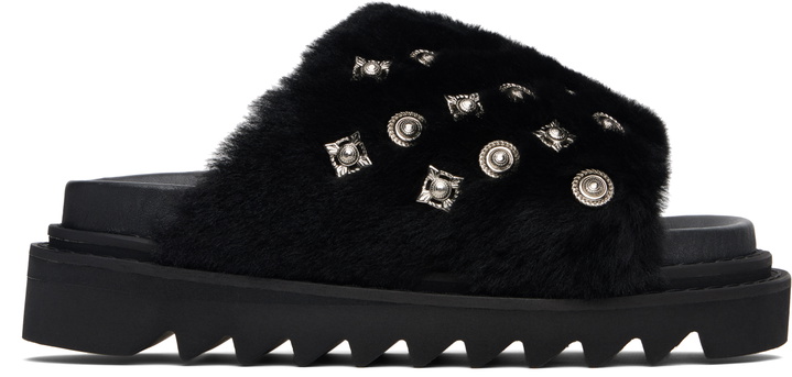 Photo: Toga Pulla Black Fur Concho Slippers