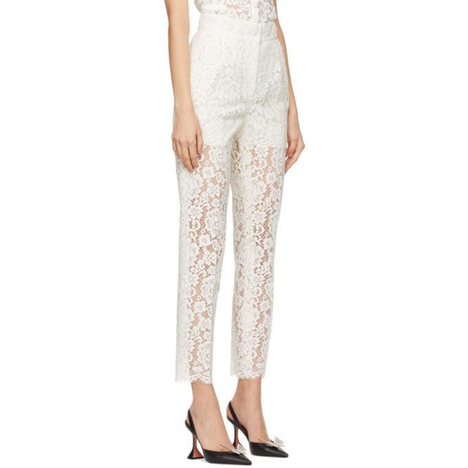 Dolce and Gabbana Off-White Lace Trousers
