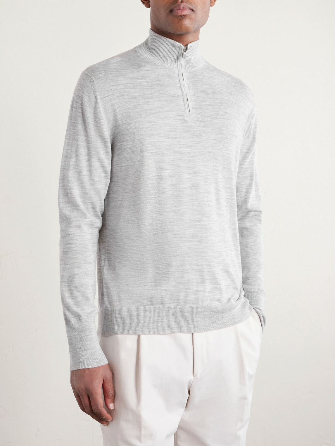 Eleventy - Wool Half-Zip Sweater - Gray