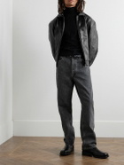 Amomento - Padded Crinkled Faux Leather Blouson Jacket - Black