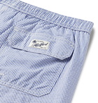 Hartford - Slim-Fit Mid-Length Striped Seersucker Swim Shorts - Blue