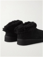 Grenson - Wyeth Shearling-Lined Suede Slippers - Black