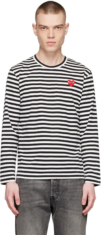 Photo: COMME des GARÇONS PLAY Black Cotton Long Sleeve T-Shirt