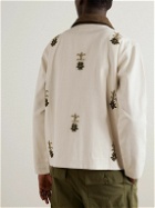Kartik Research - Corduroy-Trimmed Embroidered Cotton-Twill Jacket - Neutrals