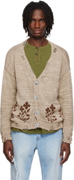 Kartik Research Beige Distressed Cardigan