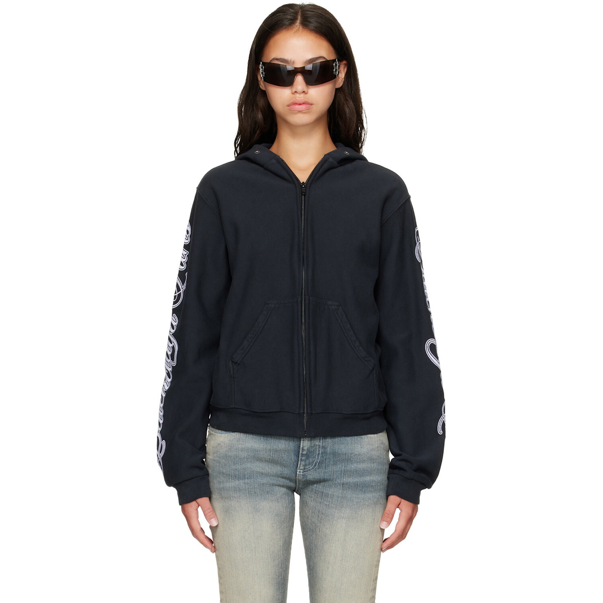 BALENCIAGA - Fitted Viscose Blend Zip-up Hoodie Balenciaga