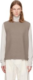 HOMME PLISSÉ ISSEY MIYAKE Taupe Rustic Knit Vest