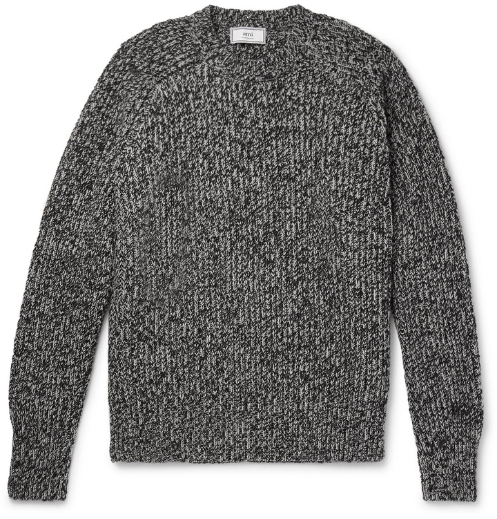 Photo: AMI - Ribbed Mélange Wool Sweater - Gray