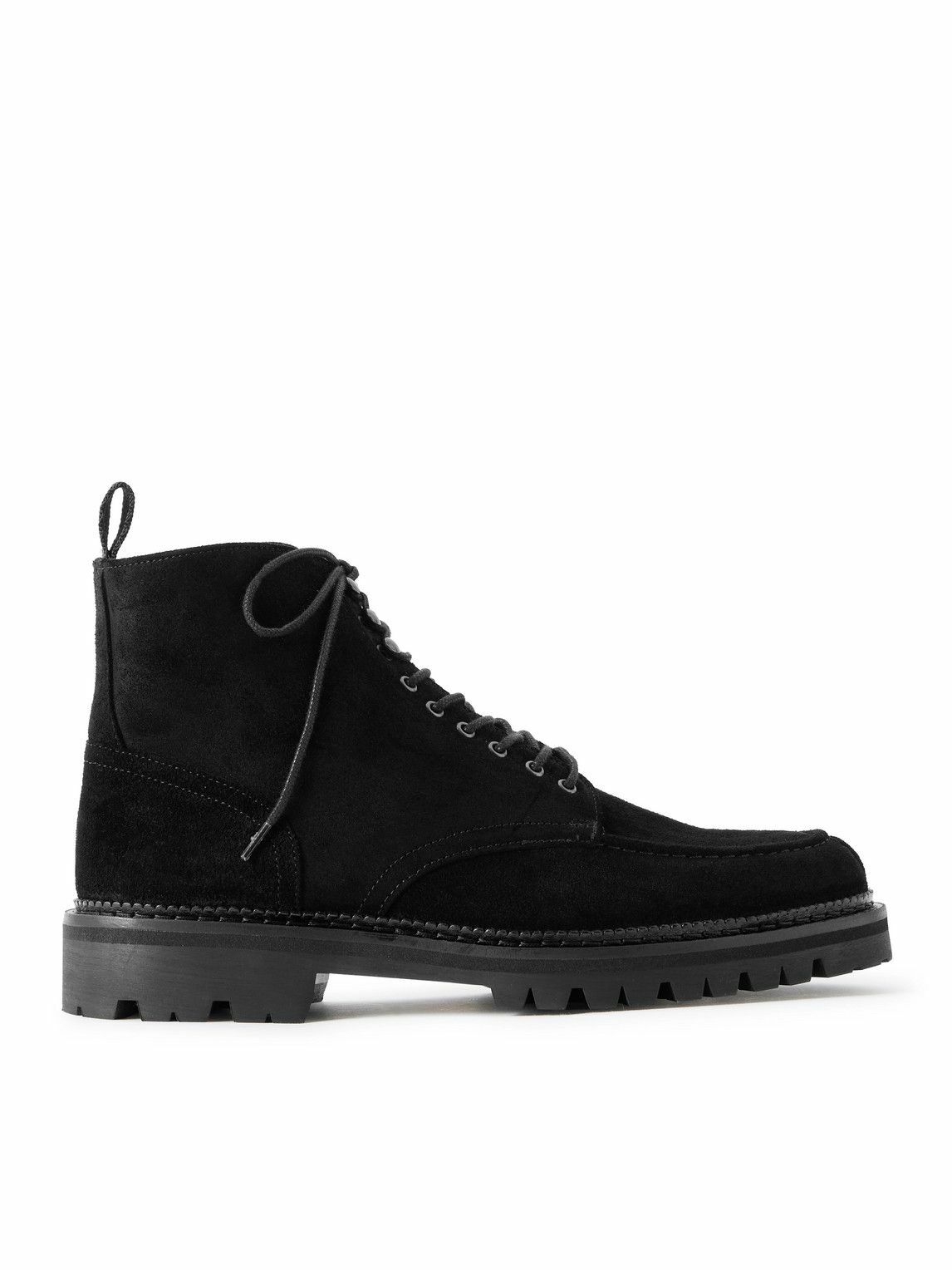 Mr P. - Commander Shearling-Lined Suede Lace-Up Boots - Black