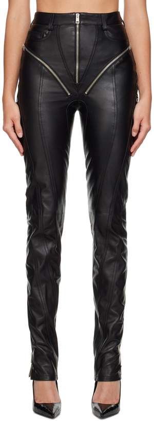 Photo: Mugler Black Zip Leather Pants