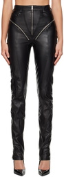 Mugler Black Zip Leather Pants