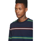 Noah NYC Navy Triple Stripe Long Sleeve T-Shirt