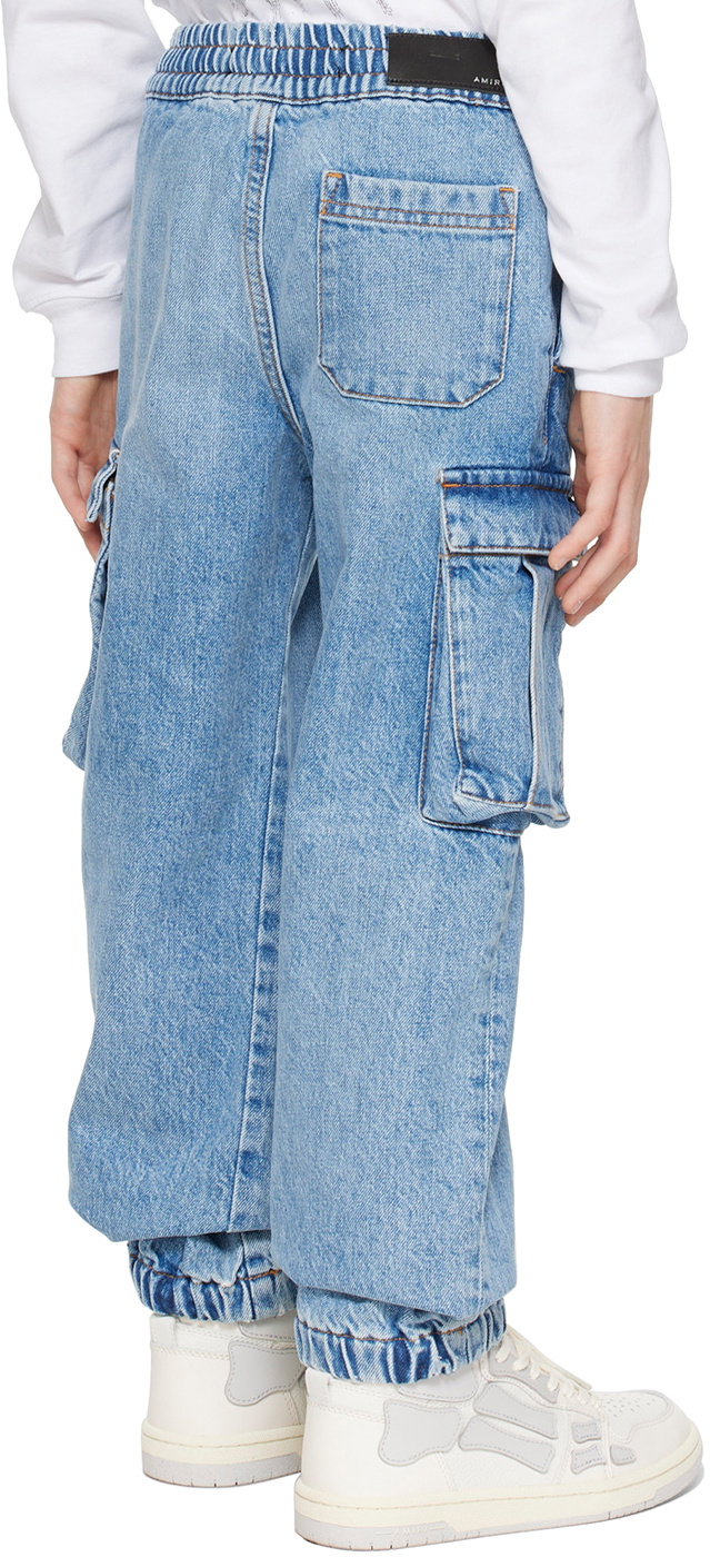 AMIRI Kids Blue Embroidered Jeans
