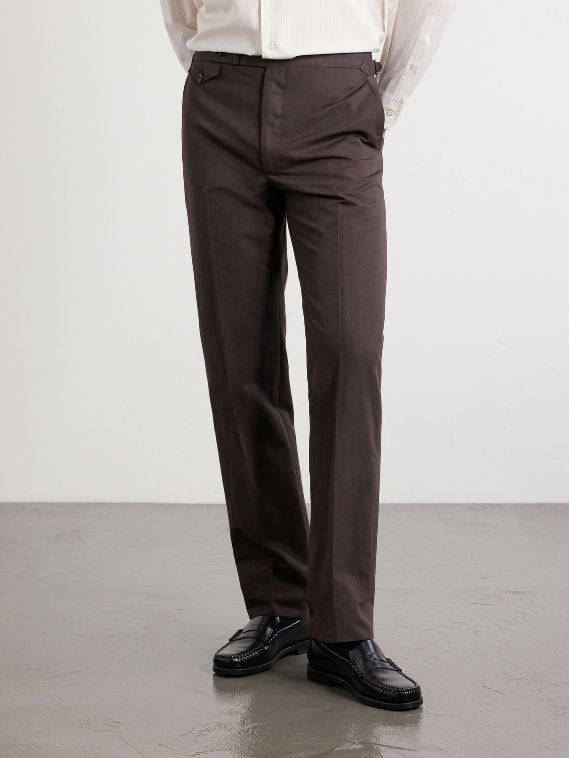 J. Mueser - Waverly Straight-Leg Cotton and Linen-Blend Twill Suit Trousers - Brown