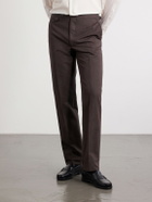 J. Mueser - Waverly Straight-Leg Cotton and Linen-Blend Twill Suit Trousers - Brown