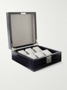 Smythson - Mara Croc-Effect Leather Six-Piece Watch Box
