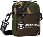 AAPE by A Bathing Ape Green Moonface Patch Camo Crossbody Bag