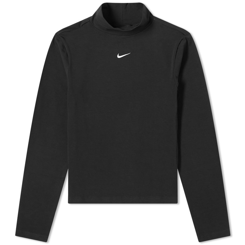 Nike Long-Sleeve Mock Neck Shirt Black - BLACK/WHITE