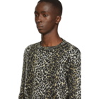 Saint Laurent Beige and Black Jacquard Leopard Sweater