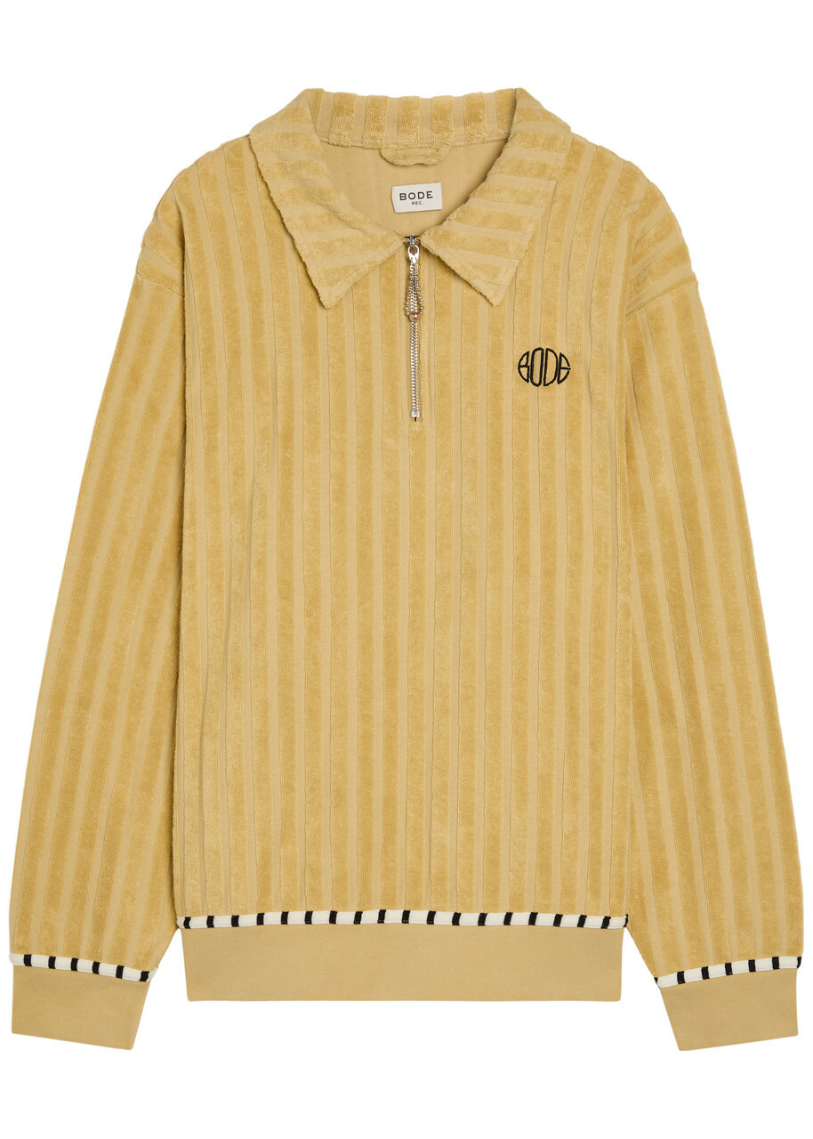 Bode Croquet Ground Striped Terry-cotton Sweatshirt Green