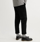 AMI PARIS - Tapered Pleated Cotton-Corduroy Trousers - Black