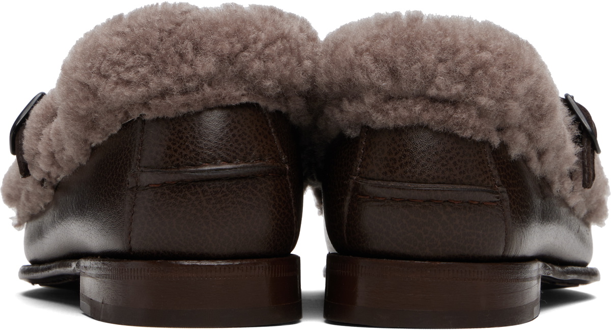 HEREU Brown Lorea Curly Shearling Loafers
