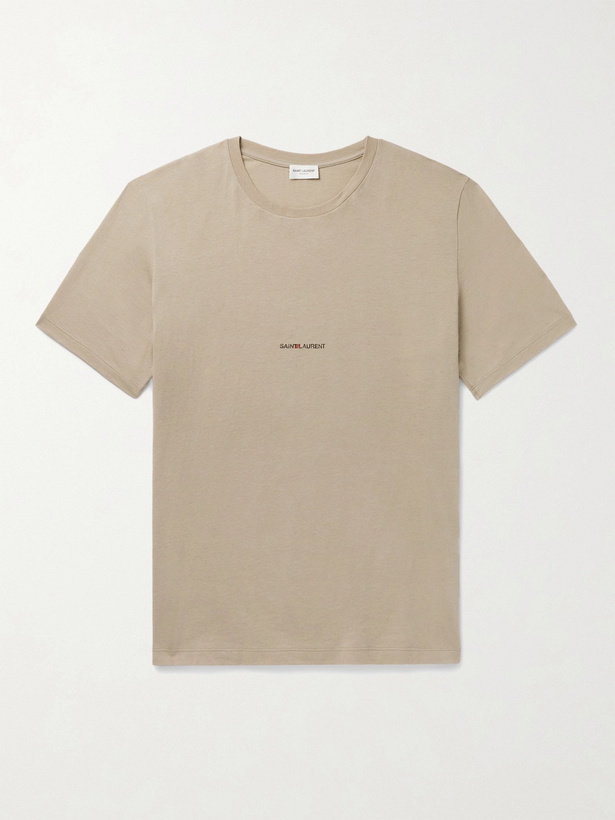 Photo: SAINT LAURENT - Cotton-Jersey T-Shirt - Neutrals