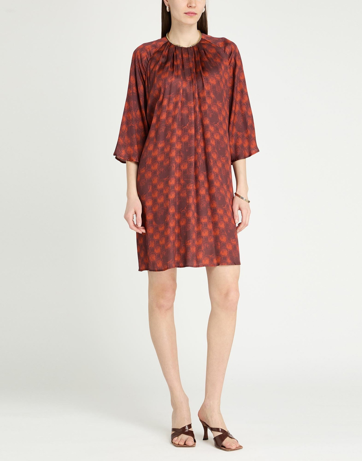 Manila Grace Womens Mini dress Rust
