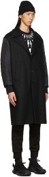 Neil Barrett Black Satin Sleeve Oversized Opera Coat