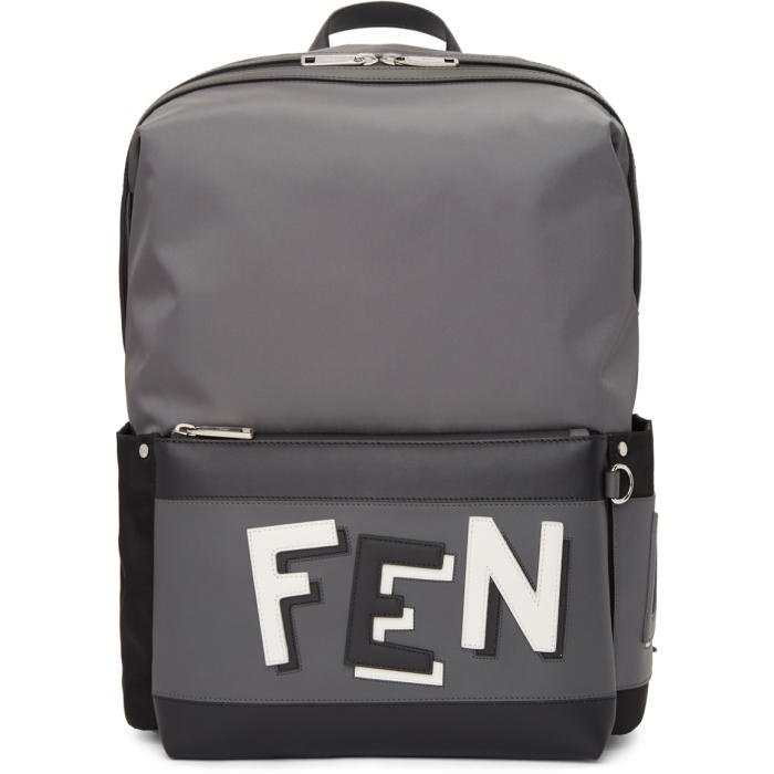 Photo: Fendi Grey and Black Nylon Backpack