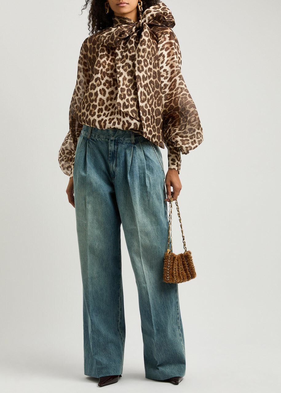 Zimmermann Illustration Billow Leopard-print Organza Blouse Multi Animal