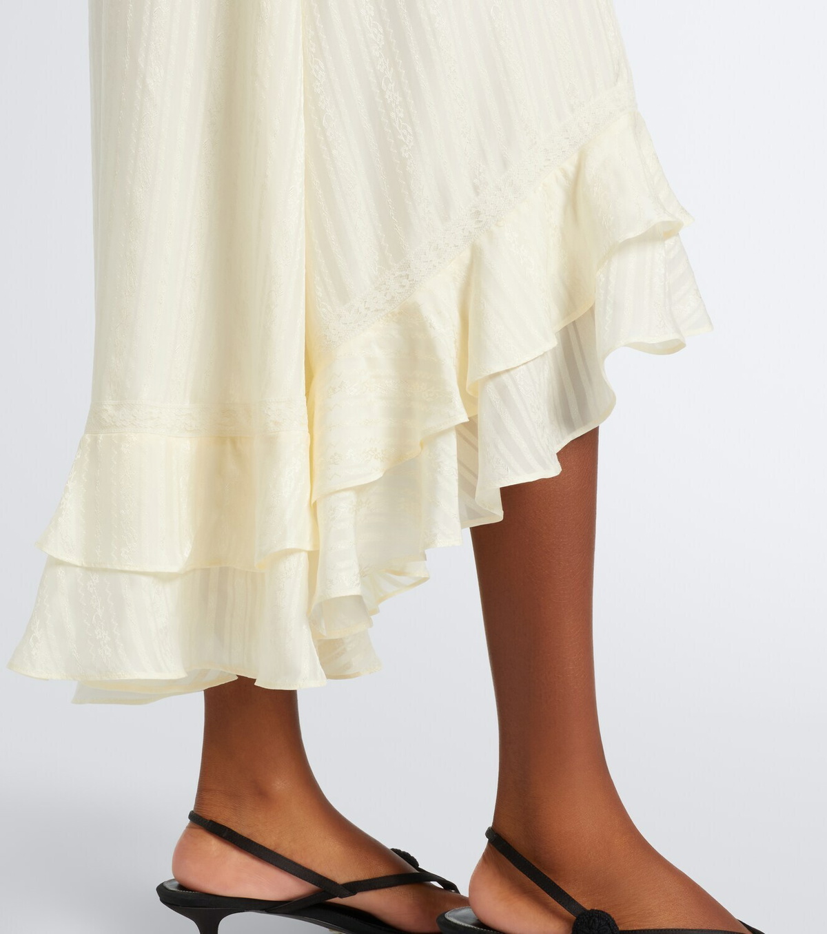Xu Zhi Ruffled lace-trimmed silk-blend midi dress