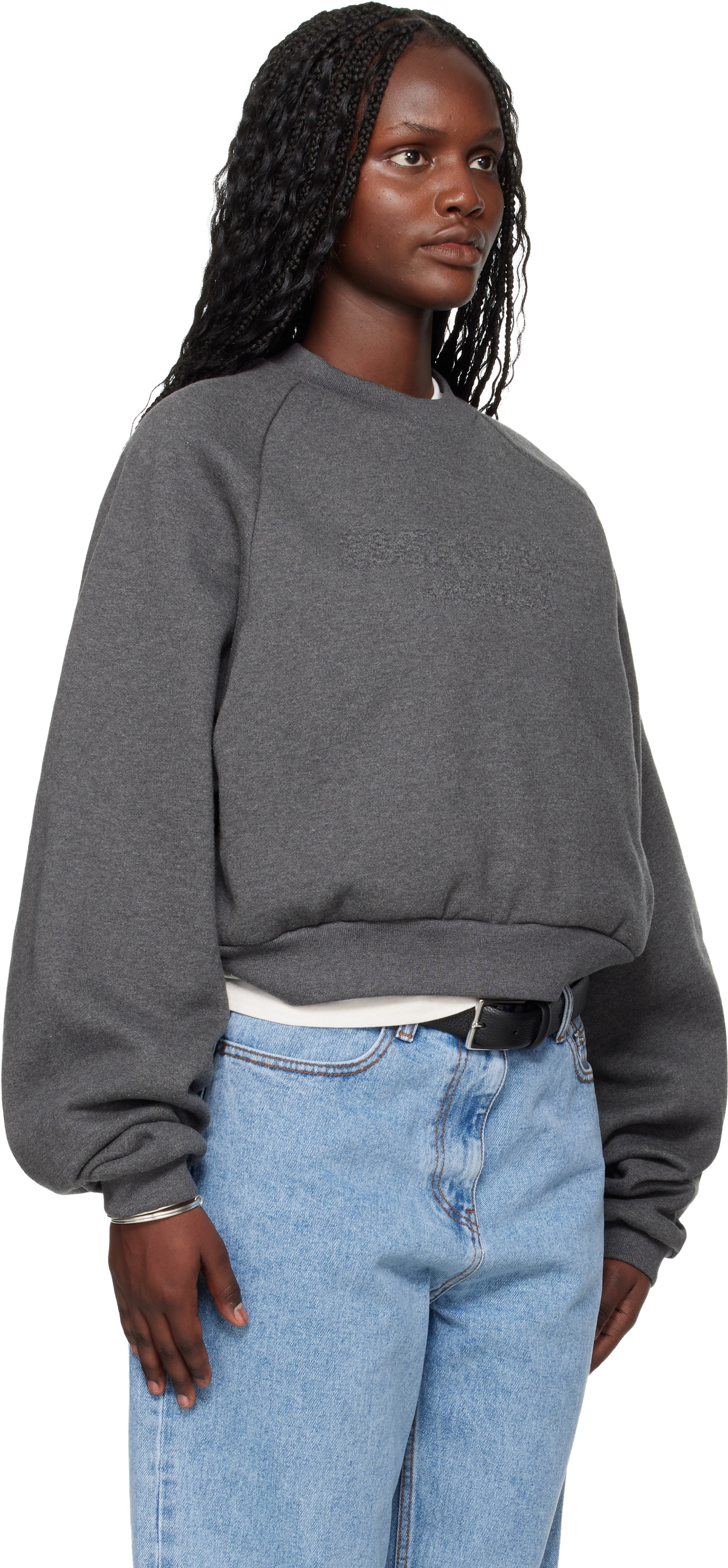 Fear of God ESSENTIALS Gray Holiday Embossed 90s Raglan Crewneck Sweatshirt