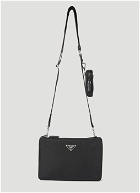 Re-Nylon Pouch-Strap Crossbody Bag in Black
