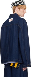 Charles Jeffrey LOVERBOY Blue Knit Patch Cargo Denim Jacket