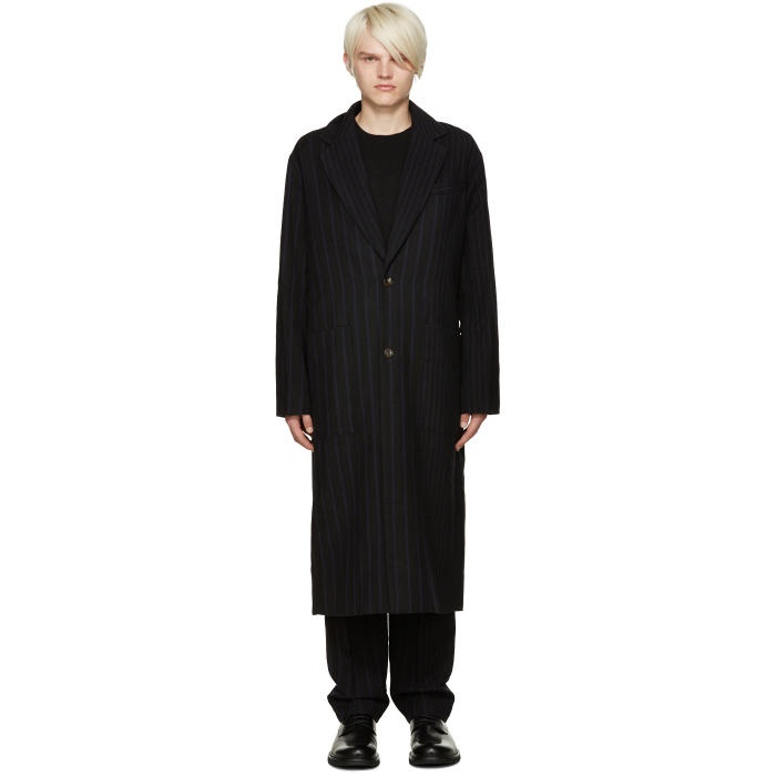 Photo: Song for the Mute Navy and Black Pinstripe Coat 