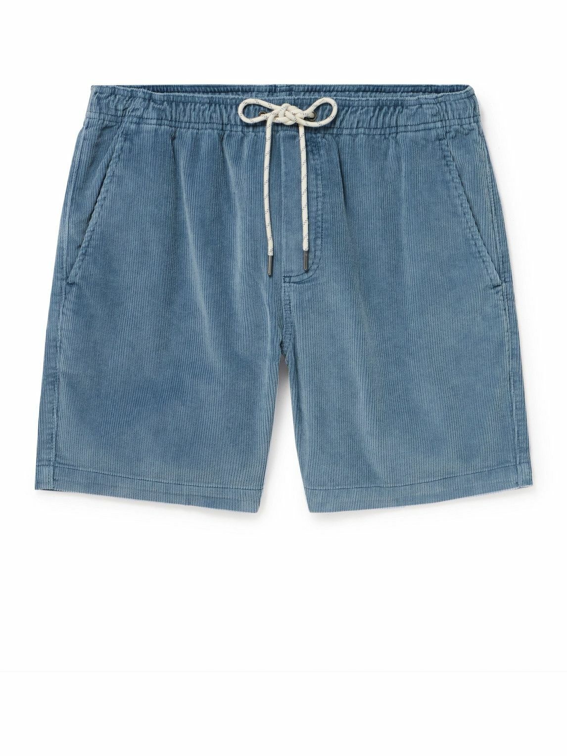 Photo: Faherty - Straight-Leg Organic Cotton-Blend Corduroy Drawstring Shorts - Blue