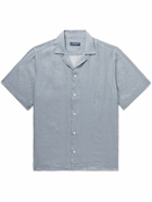 Frescobol Carioca - Roberto Camp-Collar Printed Linen Shirt - Blue