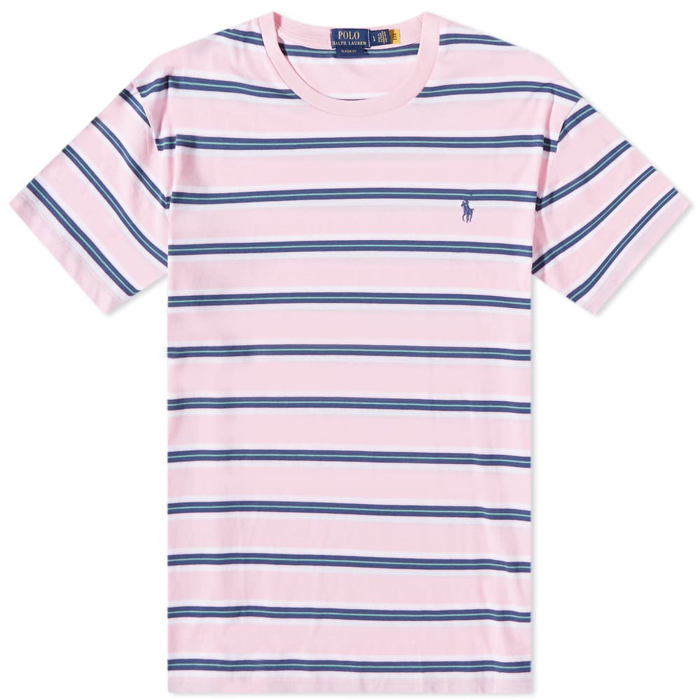 Polo Ralph Lauren Men's Multi Striped T-Shirt in Carmel Pink Multi Polo ...