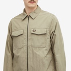 Fred Perry Men's Zip Overshirt in Warm Grey