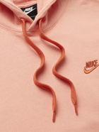 NIKE - Logo-Embroidered Cotton-Jersey Hoodie - Orange