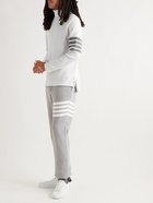 Thom Browne - Striped Waffle-Knit Cotton-Jersey Rollneck Sweatshirt - White