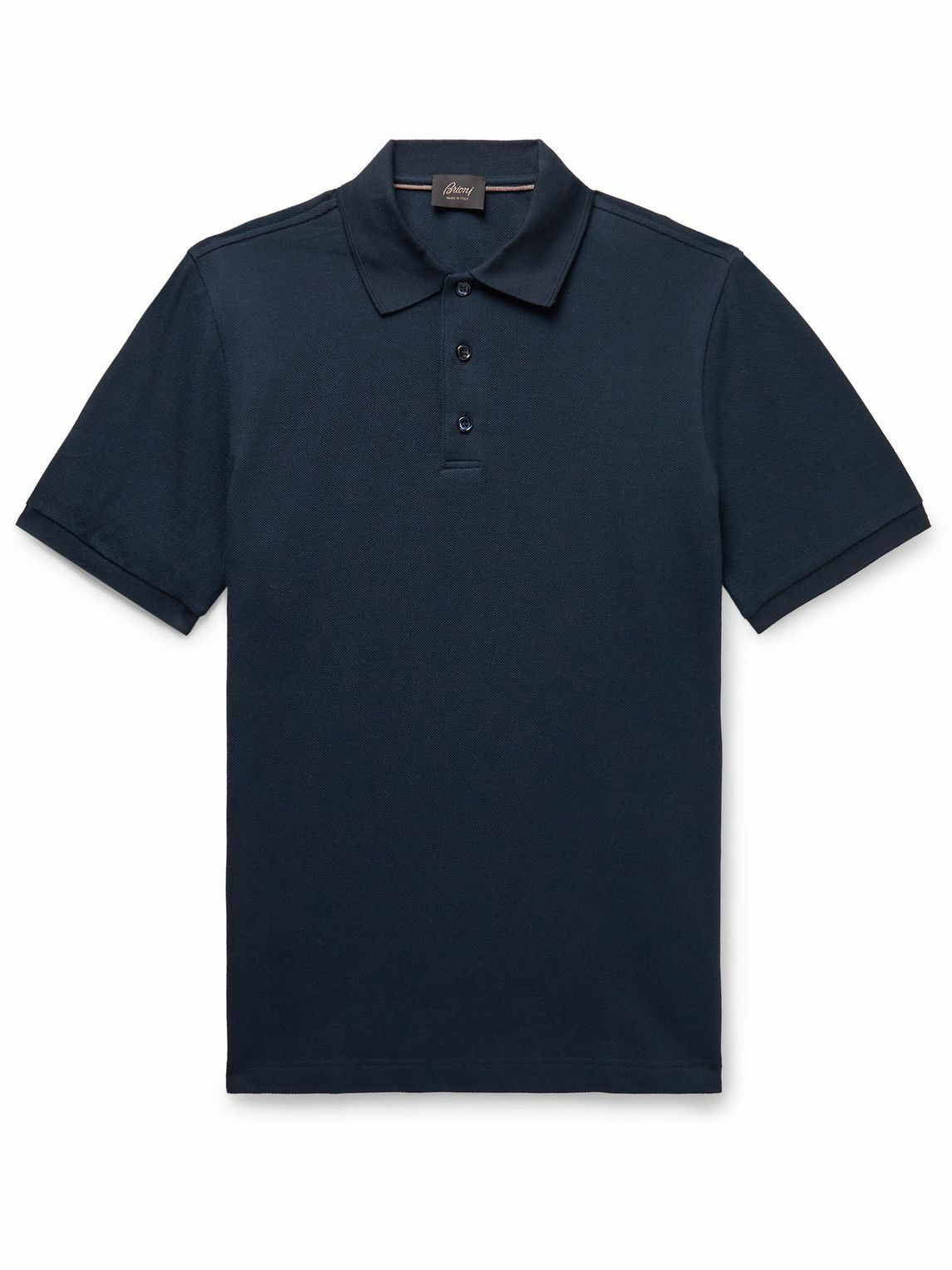Brioni - Cotton-Piqué Polo Shirt - Blue Brioni