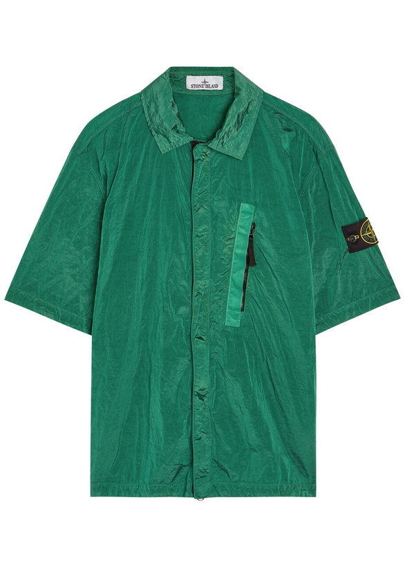 Photo: Stone Island Crinkled Nylon Overshirt Green