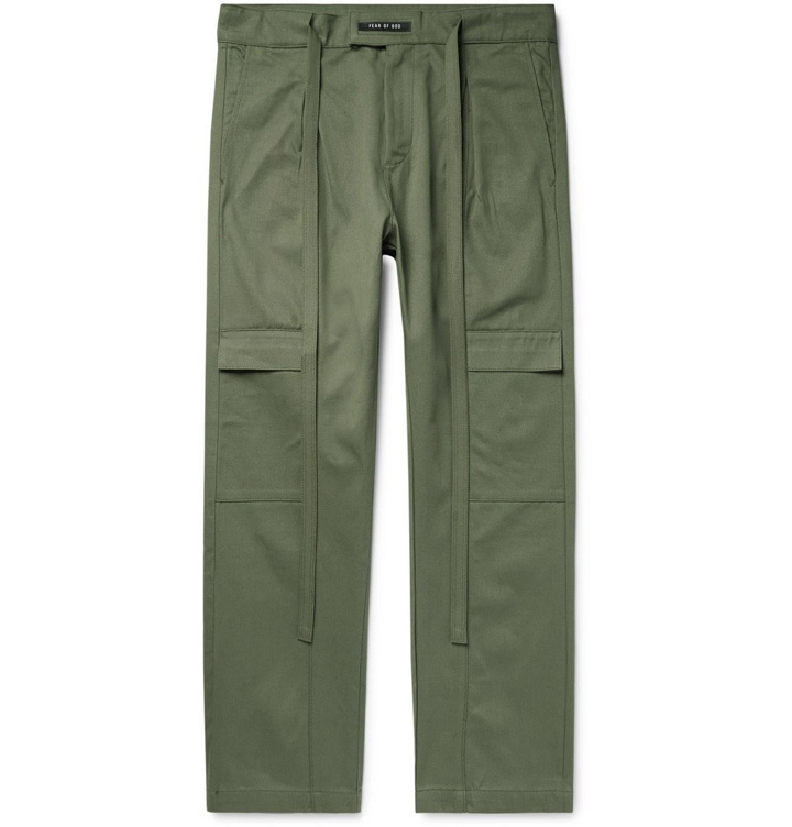 Photo: Fear of God - Belted Pleated Cotton-Twill Cargo Trousers - Army green