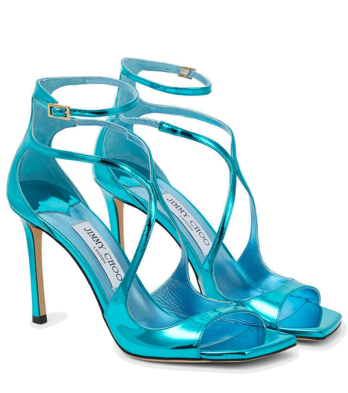 サンダル・ミュール Jimmy Choo FW25 Sandals (BASIL SANDAL 95 ZSAPOWDER BLUE) Jimmy Choo - Azia 95 metallic leather sandals Jimmy Choo