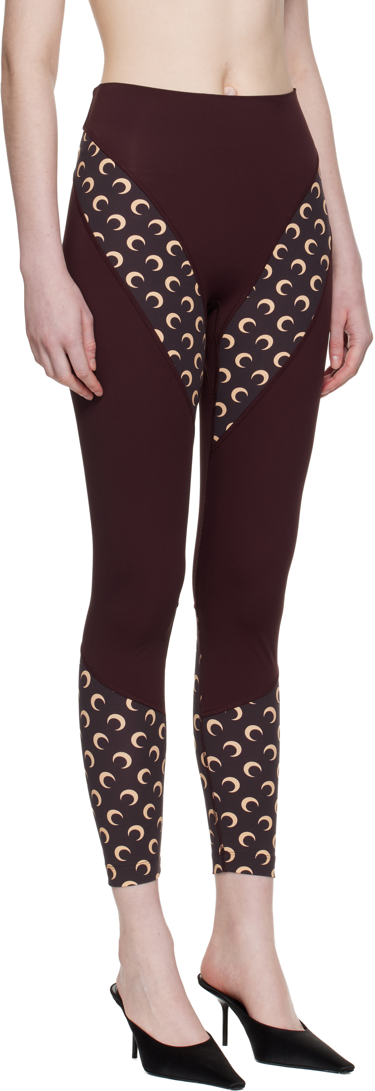 Marine Serre Burgundy Athleisure Moon Insert Leggings