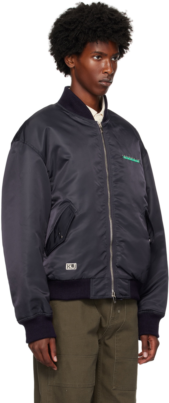 Kijun Navy Embroidered Logo MA-1 Bomber Jacket